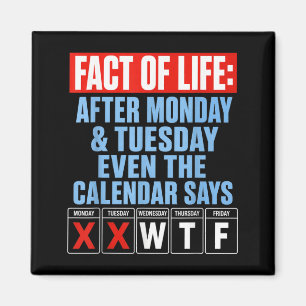 Retro Fakt des Lebens Montag Dienstag Arbeitswoche Magnet