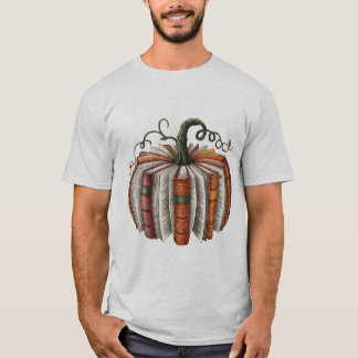 Retro Fall Book Pumpkin PNG: Halloween-Lehrer Shi T-Shirt