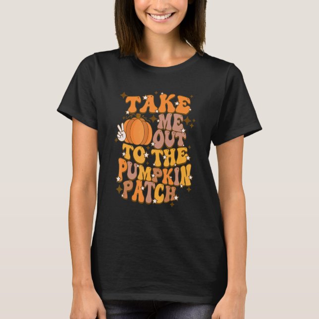 Retro Fall bringt mich zum Pumpkin Patch Groovy al T-Shirt (Vorderseite)