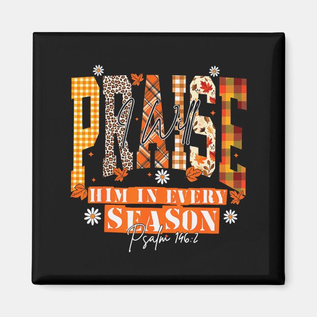 Retro Fall For Jesus He Never Leaves Autumn Christ Magnet (Vorne)