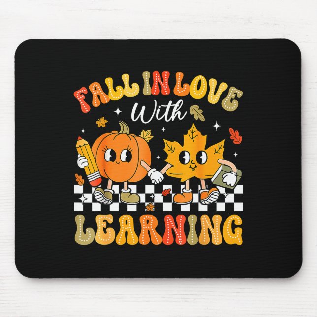 Retro Fall In Love With Learning Autumn Pumpkin Te Mousepad (Vorne)