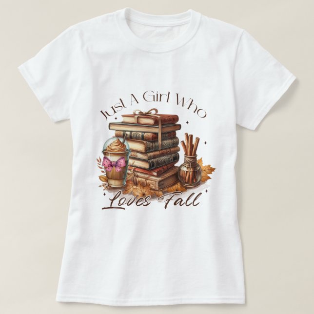 Retro Fall "Just A Girl Who" Lieben fallen T-Shirt (Design vorne)