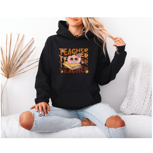 Retro Fall Teacher Pumpkin Halloween Hoodie (Von Creator hochgeladen)