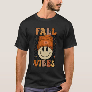 Retro Fall Vibes Funny Smile Herbst Kinder Womit T-Shirt