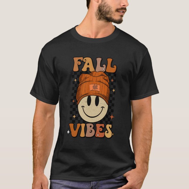 Retro Fall Vibes Funny Smile Herbst Kinder Womit T-Shirt (Vorderseite)