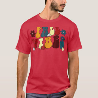 Retro Fall Vibes Happy Fall Yall Herbst Thanksgivi T-Shirt