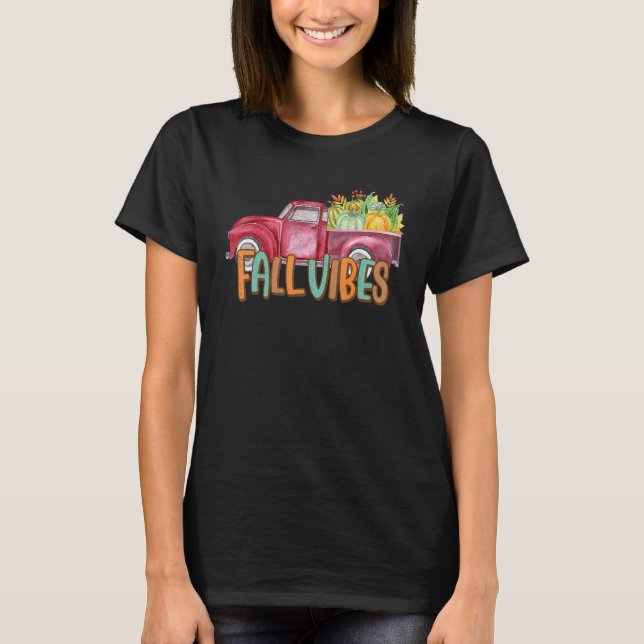 Retro Fall Vibes Pumpkin Truck  Autumn Thanksgivin T-Shirt (Vorderseite)