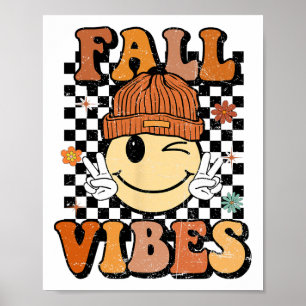 Retro Fall Vibes Smile Face Herbstauftritt Poster