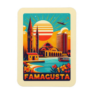Retro Famagusta Strand Zypern Souvenirs Geschenke Magnet
