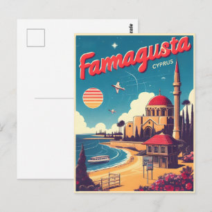 Retro Famagusta Strand Zypern Souvenirs Geschenke Postkarte