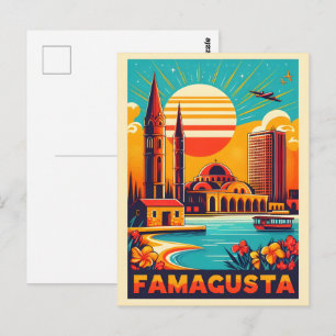 Retro Famagusta Strand Zypern Souvenirs und Gesche Postkarte