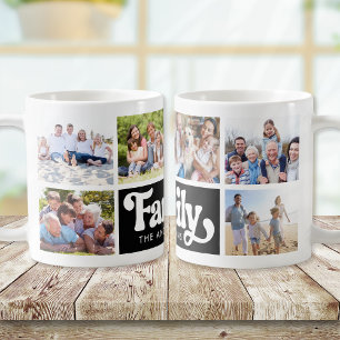 Retro-Familien-Fotocollage mit 6 Bildern Kaffeetasse