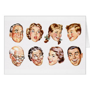 Retro Familien-Illustrations-Karte