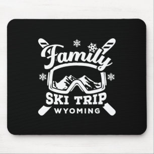 Retro-Familien-Skiurlaub Wyoming-Urlaubsgruppe Sch Mousepad