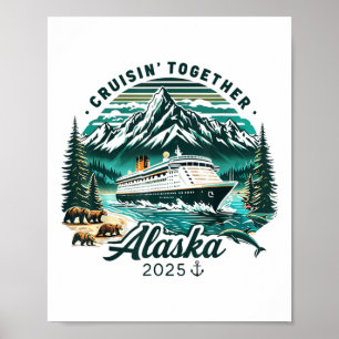 Retro-Familienabenteuer auf einer Vintage-Alaskakr Poster