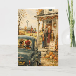 Retro-Familientreffen Thanksgiving-Karte Feiertagskarte