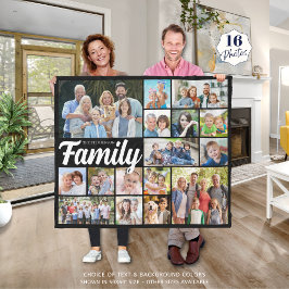 Retro FAMILY 16 FotoCollage Custom Colors Fleecedecke