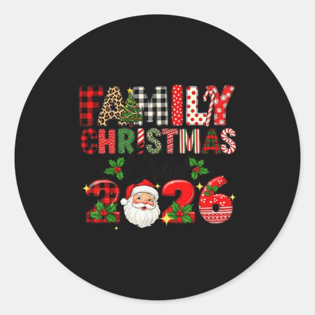 Retro Family Christmas Crew 2026 Squad Family Matc Runder Aufkleber (Vorderseite)