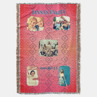 Retro Family Photo Red Diamond Pattern  Decke