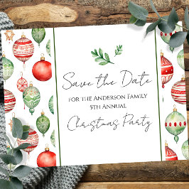 Retro Family Weihnachten Party Save the Date Baum Postkarte