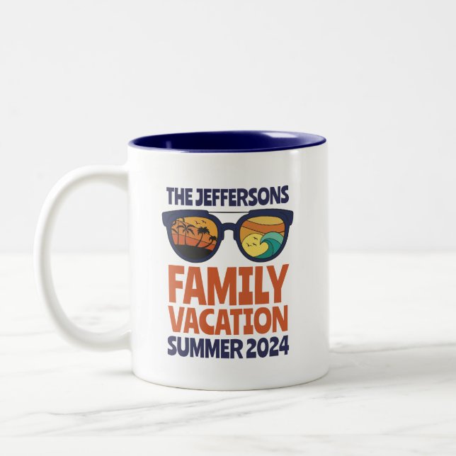 Retro Family Wiedersehen Cruise Trip Beach Urlaub Zweifarbige Tasse (Links)