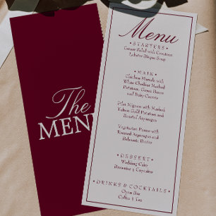 Retro-Fancy-Burgunder-Creme-Altes-Geld-Hochzeit Menükarte