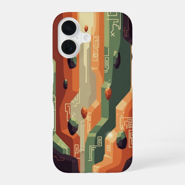 Retro-Fantasie-Canyon-Pixel-Art iPhone 16 Hülle (Rückseite)