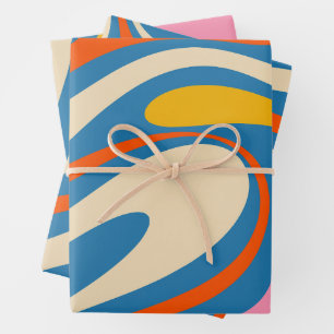 Retro Fantasy Swirl Abstraktes Muster Geschenkpapier Set