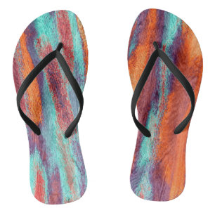 Retro-Farb-Holzmaserung-Textur Flip Flops