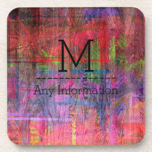 Retro-Farb-Holzmaserung-Textur-Monogramm #2 Untersetzer