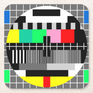 Retro-Farb-TV-Testbildschirm Rechteckiger Pappuntersetzer