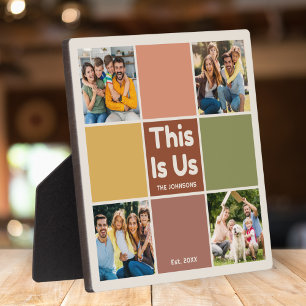 Retro-Farbblock 'This Is Us'-Zitat 4-Foto-Collage Fotoplatte