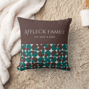 Retro-Farbblockade, braun und Aquamarine benutzerd Kissen