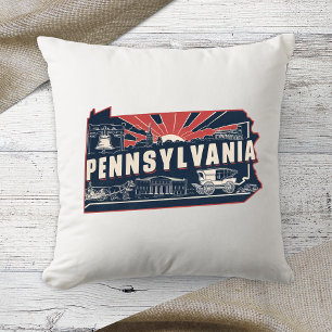Retro-Farbe des Heimatstaates Pennsylvania Kissen