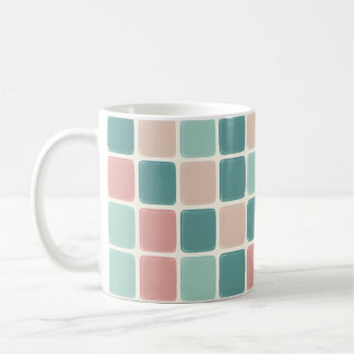 Retro-Farben Abstrakter Boho-Schachbrettstil Kaffeetasse