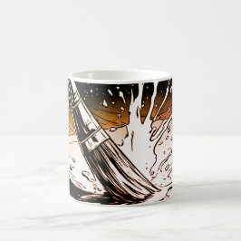 Retro-Farben Grafikstil Pinsel-Farbspritzer Kaffeetasse
