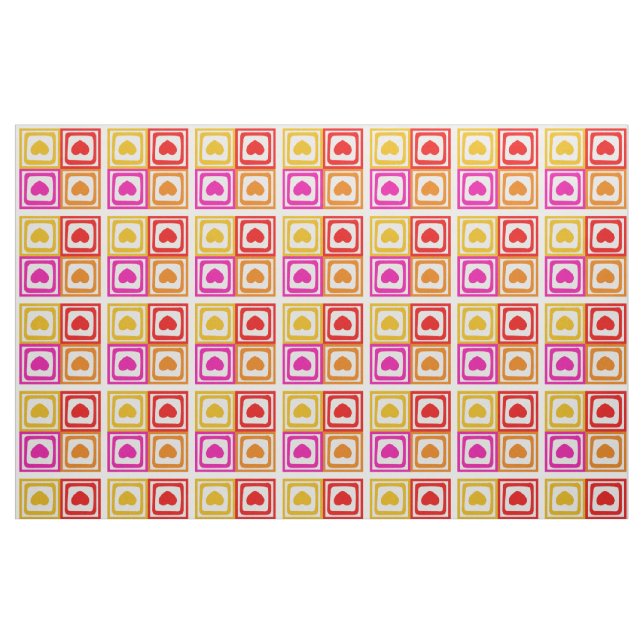 Retro-Farben Herz-Muster Stoff (Fat Quarter (45,7 x 55,9 cm))