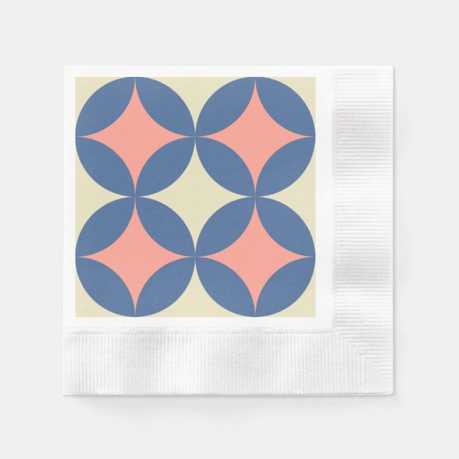 Retro Farben Mitte Jahrhundert Moderne Kreise Serviette (Vorderseite)