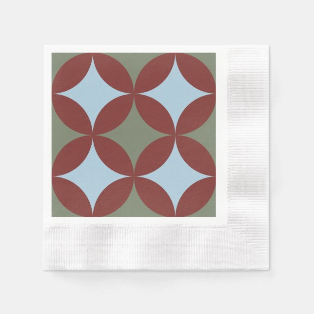 Retro Farben Mitte Jahrhundert Moderne Kreise Serviette (Vorderseite)