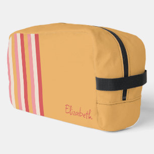 Retro-Farben Orange rosa Goldstreifen Name Waschbeutel