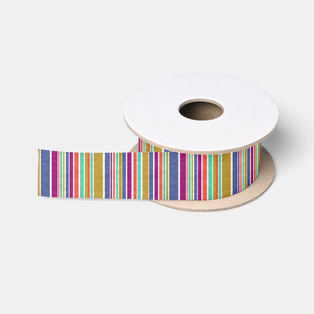 Retro-Farben texturiertes Streifenmuster Satinband (Spule)