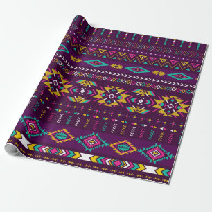 Retro-Farben tribal vintage nahtloses Navajo-Muste Geschenkpapier
