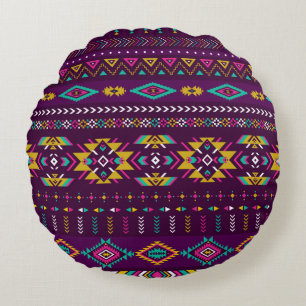 Retro-Farben tribal vintage nahtloses Navajo-Muste Rundes Kissen