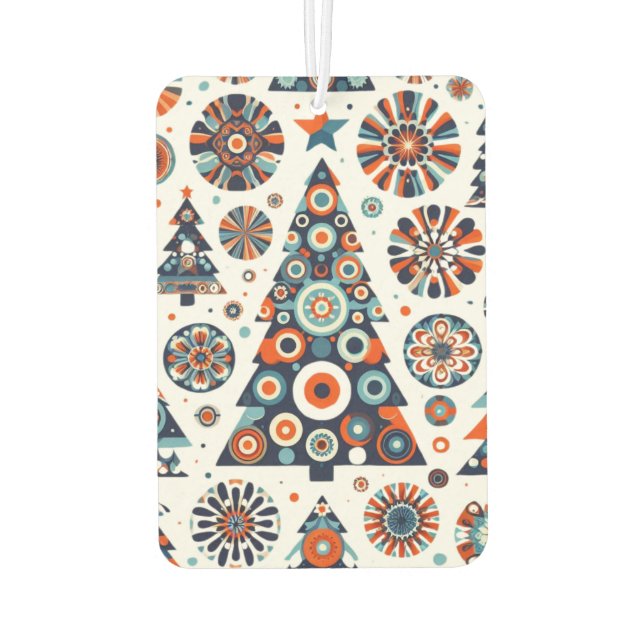Retro farbenfroh dekoriert Weihnachtsbaum Autolufterfrischer (Rückseite)