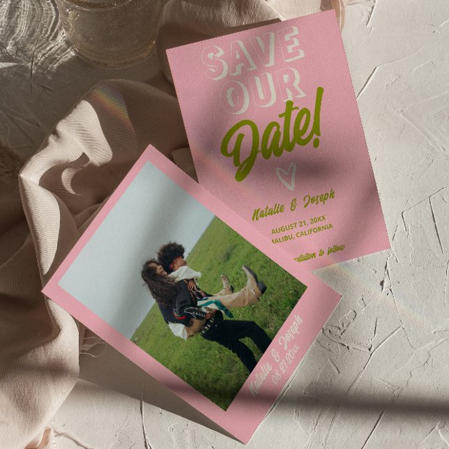 Retro farbenfroh Funky Bold Moderne einzigartige H Save The Date (Von Creator hochgeladen)