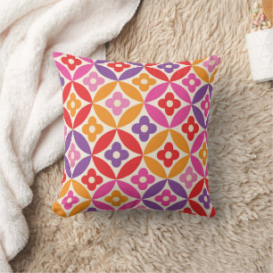 Retro farbenfrohe Blume auf Kreisläufen des mittle Kissen