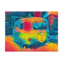 Retro farbenfrohe Camping ist für Hippies Groovy A