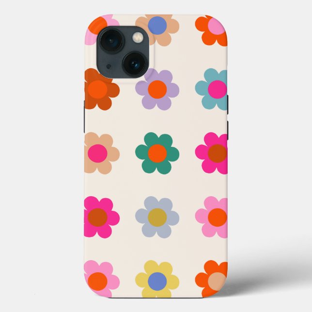 Retro farbenfrohe florale Preppy Abstrakte Blume Case-Mate iPhone Hülle (Rückseite)