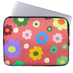 Retro farbenfrohe florale Whimsisfrühling & Summer Laptopschutzhülle