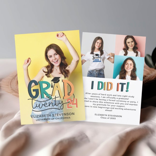 Retro farbenfrohe Graduierungsparty 4 Foto Einladung (Von Creator hochgeladen)